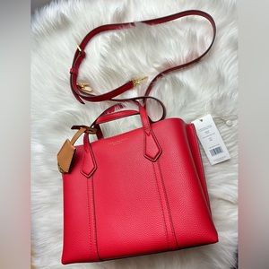 NWT Tory Burch Perry Small Leather Tote Cr…